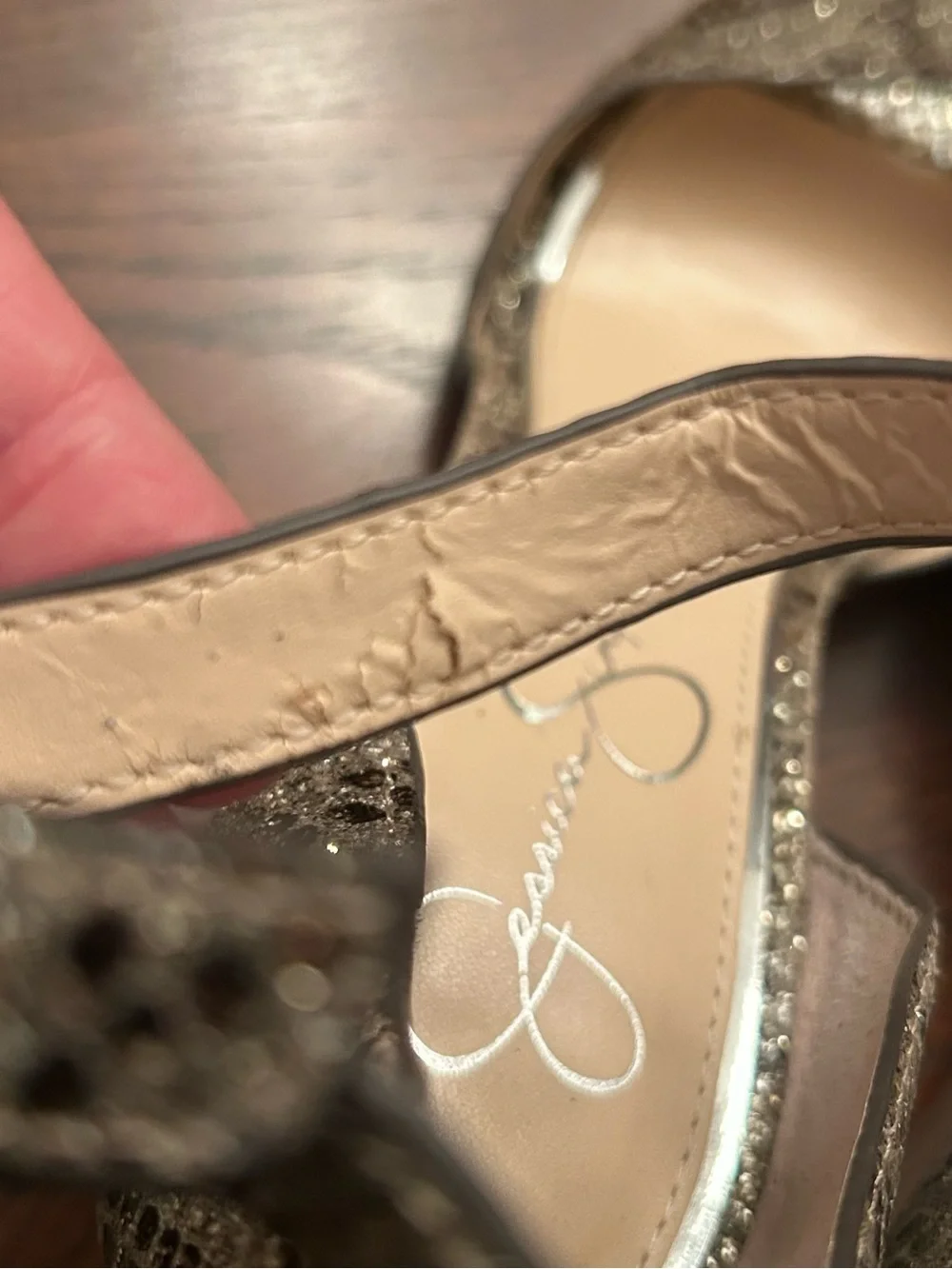 Jessica Simpson Metallic Gold Snake-Print Wedge Sandals Size 8.5